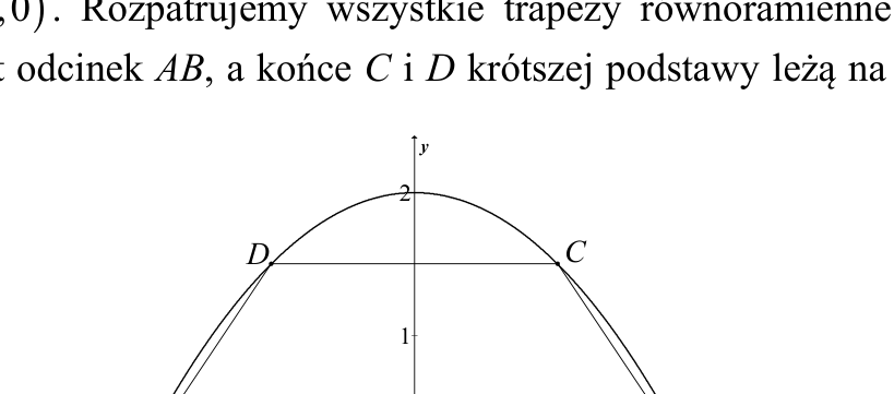 Parabola y=2-x^2/2 z wpisanym trapezem rownoramiennym ABCD