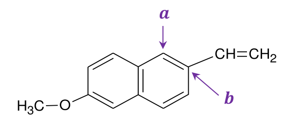Wzór związku Q (z oznaczonymi atomami węgla a i b)
